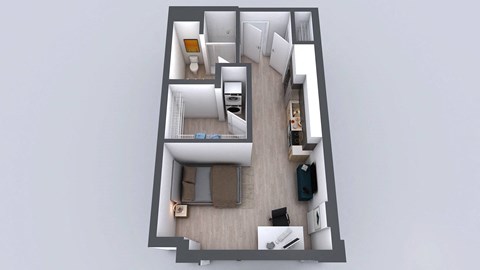 Floor plan for studio, 1 bath, 455 sqft